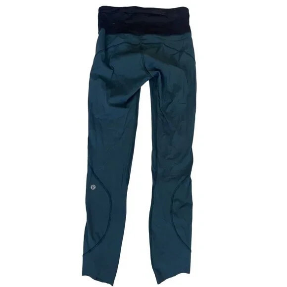 NEW! lululemon 4 Run the Day Crop Leggings Submarine Workout Yoga Pant Teal Blue - Picture 2 of 5